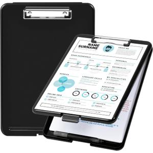 Amazon Basics Plastic Storage Clipboard,Black, 2-Pack
