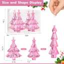 Large 6.7" Christmas Tree Ornaments Set of 4, Faceted Acrylic Pink