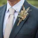 Rinlong 6Pcs Assorted Dried Flower Boutonniere for Men Lavender Boho Rustic Wedding Fall Groom Boutonnieres with Pins for Prom Homecoming Wedding