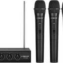 Phenyx Pro Wireless Microphone System, 4 Channel VHF Wireless Mics, w/ 4 Handheld Dynamic Microphones, Metal Receiver, Long Range, Mic for Singing, Karaoke, Church (PTV-2000-4H)