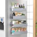 4 Pack Magnetic Spice Storage Rack Organizer for Refrigerator and Oven, Gray Fridge Organizers and Storage