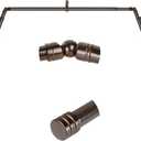 Bay Window Curtain Rods, HOTOZON 7/8 Inch Heavy Duty Curtain Rods for Bay Windows 48-84 Inch(Center Rod), 32-58 Inch Side Rods for Windows, Decorative Drapery Rod with End Cap Finials, Antique Bronze