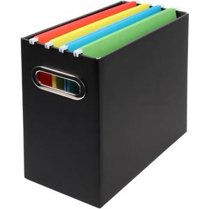 Collapsible File Organizer Box with Handle,12.20x5.11x9.84Inches, Filing Organizer for Home or Office, Small Portable File Box (1 Pack, Black)