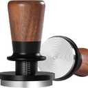 PUSEE 53.3mm Espresso Tamper, Calibrated Tamper with 30lbs Double Spring Loaded Tamper Walnut Wood Coffee Tamper for Barista Home,Stainless Steel Base Tamper Espresso Tool Fits 54mm Portafilters