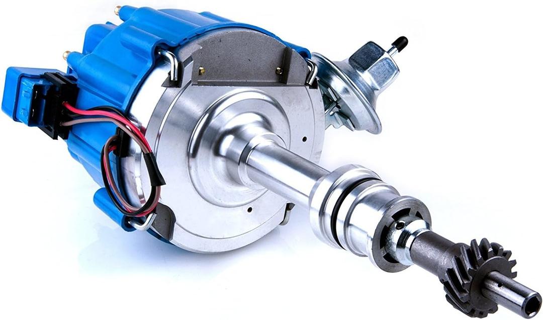 MAS Ignition Distributor w/Cap & Rotor Compatible with Ford 351C 351M 400 460 HEI 65,000 Volt Coil KA-1046013 PE332U JM6506BL 351CBLHEI0 (BLUE)
