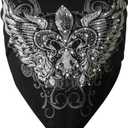 Design by Olivia Women's Sexy Paisley Print/Solid Bandana Tube Crop Top Shirt- Made in USA (Medium, Black Gothic Print 1 (Gothic)