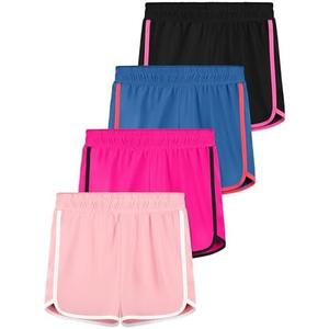 Resinta 2 Pack Youth Girls Athletic Shorts Quick Dry Active Shorts Big Girl Summer Sports Shorts for Running Dance Yoga, 12-14yrs