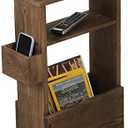 MyGift 24 Inch Tall Rustic Burnt Wood End Table with Remote Control Holder, Storage Shelf, and Magazine Rack, Wooden Narrow Living Room Couch Side Accent Furniture