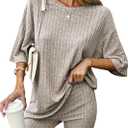 Ekouaer Pajamas 2 Piece Lounge Sets Ribbed Knit Matching Outfits T-shirt Biker Shorts Sleepwear Loungewear Sweatsuits (Small, Camel)