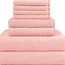 HOMEXCEL 8 Piece Bath Towel Set, Microfiber Bathroom Towel - 2 Bath Towels, 2 Hand Towels, and 4 Wash Cloths, Super Soft, Highly Absorbent Towels for Bathroom, Gym, Hotel, and Spa, Pink