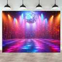 Disco Decorations Backdrop, Retro Glow Party 70s 80s 90s Theme Stage Dance Background Disco Party Decoration, Polyester Banner PartyBackdrop for Birthday Prom Portrait Photo Props 12x10ft