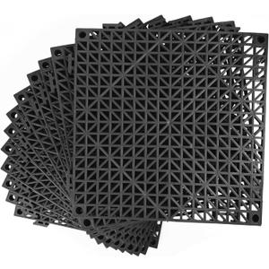 MYFAMIREA Modular Interlocking Cushion 12 Pack 11.8" x 11.8" Rubber Floor Tiles Non-Slip Splicing Drainage Mats for Deck, Pool, Outdoor Shower, Patio, Balcony, Indoor Bathroom, Kitchen, Yard (Black)