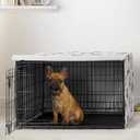 Sweet Jojo Designs 30in. Small/Medium Dog Crate Cover (Bones and Paw Prints) Pet Cage, Kennel Covers (Modern, Cartoon, Doggy, Puppy, Neutral, Paws Print, Whimsical, Brown, Tan, Grey, Taupe and White)