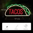 Tacos Neon Signs for Wall Decor Neon Lights for Tortilla Shop Led Signs Suitable for Mexican Restaurant Bar Unique Gift for Lover 5V Usb Power 15.8 * 8.7 Inch(Red + Green + Warm White)