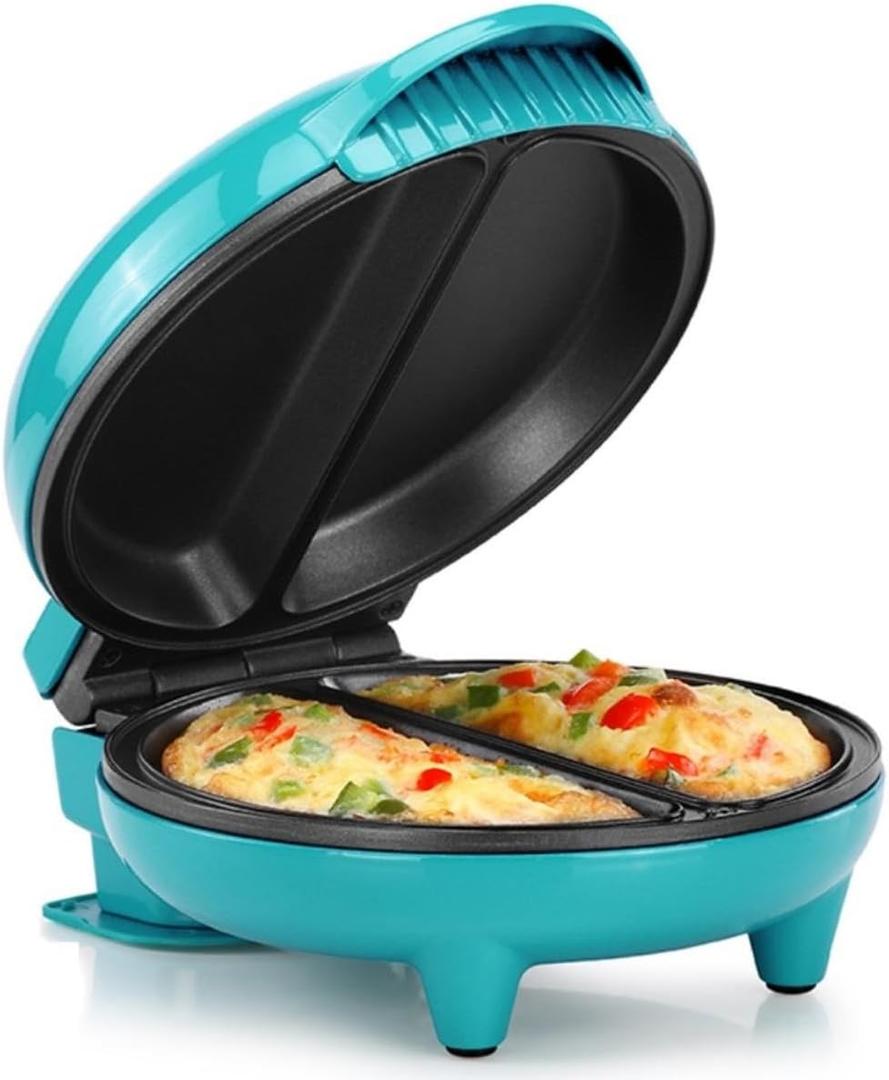 Holstein Housewares - Non-Stick Omelet & Frittata Maker, Stainless Steel - Makes 2 Individual Portions Quick & Easy (2 Section, Teal)