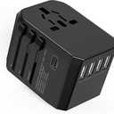 Universal Travel Adapter with 3 USB-C and 2 USB-A Ports Type-C All-in-One International Plug Adapter for USA EU UK AUS