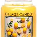 Village Candle Fresh Lemon Large Apothecary Jar, Scented Candle, Yellow, 21.25 oz.