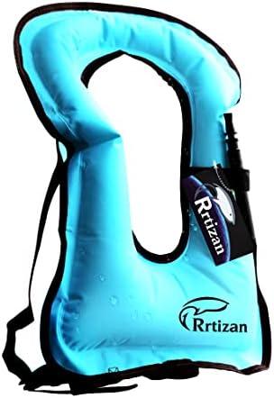 Rrtizan Snorkel Vest, Adults Portable Inflatable Swim Vest Jackets for Snorkeling Swimming Diving Safety Blue