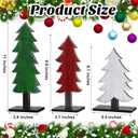 Meooeck 3 Pcs Green White Red Wood Christmas Trees Tabletop Rustic Christmas Decor Farmhouse Centerpieces Decorations for Tables with Rectangular Base for Home