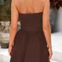 KIRUNDO Summer Rompers For Women 2025 Casual One Piece Strapless Tube Top Sleeveless Skort Short Jumpsuit Beach Vacation (Brown, S)