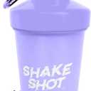 Purple - 4oz Mini Shaker Bottle for Pre Workout, Creatine, Small Scoop Supplements (Not for Protein) Clip & Shaker Ball