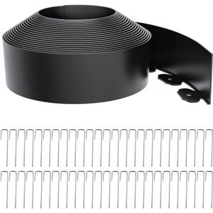 Landscape Edging 4 Inch Tall 40FT with 50Pcs Metal Spikes, Plastic Garden Edging Border Landscape Edging Border Lawn Edging for Landscaping, Flower Bed, Yard
