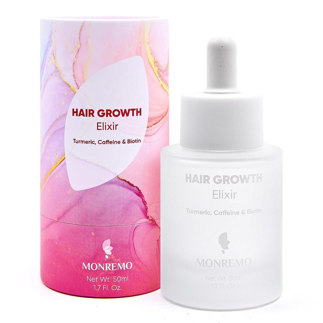 Hair Growth Serum with Turmeric, Caffeine & Biotin – Fast-Absorbing Hair Thickening Serum & Scalp Treatment for Men & Women – Lightweight Vegan Formula for Thinning, Weak Hair Regrowth