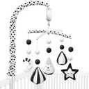 FEISIKE Baby Crib Mobile, Crib Toys Hanging with 35 Lullabies, 3 Modes Digital Musical BoxTurn Only, Music Only, Turn & Music Newborn Baby Toys Black/White for Boys and Grils