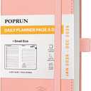 POPRUN Daily Planner 2026 (Jan - Dec), (Purse Size-4.25" x 6.25") 2026 Daily Calendar with One Page Per Day Even Weekends, Hourly Appointment Book with Pocket, PU Leather Softcover - Pink