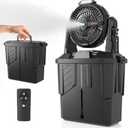 lynker Portable Misting Fan with Remote, Camping Fan with 20000mAh Rechargeable Battery Operated, 6L Water Tank, 3 Speed Levels, 2 Spray Modes, Hanging & Lighting for Outdoor Indoor Cooling (Black)
