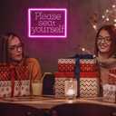 Please Seat Yourself Neon Signs for Wall Decor Funny Bathroom LED Light Up Signs Pink Neon Sign Pink Lights Funny Mens Bathroom Wall Art Decor Restroom Decorations Word Signs Size 13.8*10.7in(GLND230)