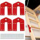 Tandefio 4 Pcs Attic Ladder Hinge Replacement Kit Herringbone Ladder Tie Rod with Anti Slip Screws