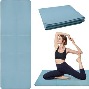 Foldable Yoga Mat, Upgraded Non-Slip Portable Fitness Mat, Waterproof TPE Travel Yoga Mat for Pilates, Gymnastics, Training & Workout, High-Density Durable Sports Mat, 72 x 24 x 0.2 Inch