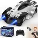 Wall Climbing Remote Control Car, 360 Rotating RC Stunt Car with Headlight, Rechargeable RC Cars Toys for 3 4 5 6 7 8-12 Year Old Boys Girls Kids (Silver & black)