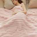Bedsure King Size Blanket for Bed - 350GSM Super GentleSoft Fuzzy Fluffy Cozy Blankets for Women, Cute Large Plush Fleece Throws for Girls, Pink108x90 Inches, Wider Striped Design (Crystal Pink)