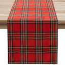 Softalker Christmas Checkered Tartan Table Runner - Red Buffalo Plaid Xmas Stain Resistant Washable Winter Table Decoration for Dining Parties Holiday Indoor Outdoor Decor, 13 x 90 Inch