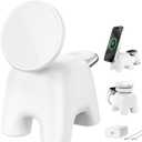 Foldable Wireless Charging Station, 15W Magnetic Fast Charger Stand for iPhone 17 16 15 14 13 12 Pro Max&Apple Watch&Airpods, 2-in-1 Charger for Home/Office/Travel(30W Adapter Included) (White)