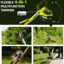 3-in-1 Cordless Weed Wacker with Wheels, 12-Inch Weed Eater Battery Powered Brush Cutter, 2x4.0Ah Batteries, LCD Display, Grass Trimmer Stringless Weed Trimmer Lawn Mower Edger