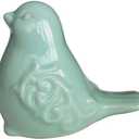 Aqua Glazed Ceramic Bird Figurine, Bird Statue, French Country Garden Cottage Bird Ornaments, Home Decor Accents Collectible Bird Figurine