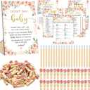 Patelai 321 Pcs Floral Baby Shower Game Decorations Set 5 Games Include Floral Baby Shower Bingo Word Scramble Description The Price Don't Say The Word Pencil Clothespins for Flower Game Party Decor