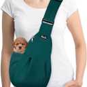 SlowTon Dog Carrier Sling - Thick Padded Shoulder Strap Adjustable Dog Carriers for Small Dogs, Puppy Carrier Purse for Pet Cat with Front Zipper Pocket Safety Belt Machine Washable (AG, S)