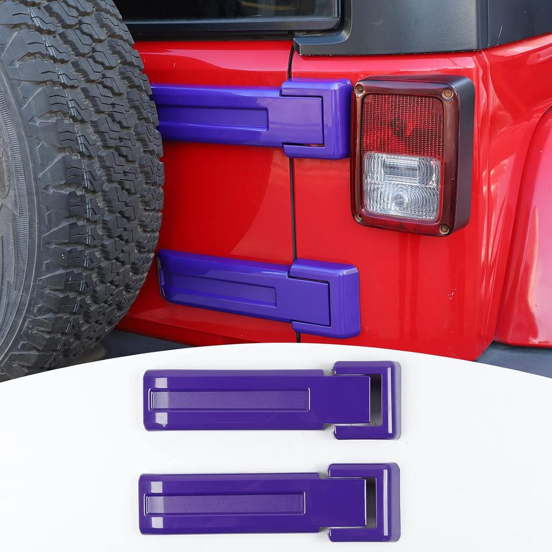 Tailgate Door Hinge Covers Trim Accessories for 2007-2018 Jeep Wrangler JK JKU & Unlimited (Purple)