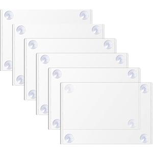 Thenshop 6 Pcs Parking Permit Holder Sun Protection Clear PVC Removable Pocket Holder for Car Windshield Parking Tag Pouch with 24 Pcs Double Sided Strong Suction Cups for Placard Pass