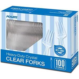 POSATE Heavy Weight Plastic Forks, Clear Disposable, 100 Count