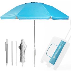HOMEDEMO 7FT Portable Folding Beach Umbrella for On-the-Go Sun Protection at Outdoor Events