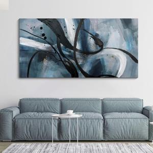 Abstract Canvas Wall Art Black And White Graffiti Lines Simple Art Modern Abstract Artwork Canvas Prints Canvas Picture Contemporary Wall Art Bedroom Living Room Office Decoration Framed 24x48 Inch