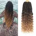 Goddess Locs Deep Wave Crochet Hair 8 Packs New Soft Faux Locs Crochet Braids Pre Looped Hair Extensions for Black Women(T1B/30/27 14 inch)