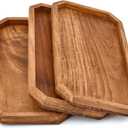 Platters Acacia Wood Serving Platter with Raised Edge -Set of 3 for Charcuterie Cheese Bread Fruit Vegetable Dip Sushi (12" X 6" X 0.75")