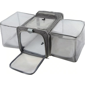 Gapzer Expandable Collapsible Washable TSA Airline Approved Soft Dog & Cat Carrier, Grey, 17.7 x 11 x 11-in