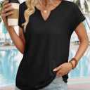 WIHOLL Womens Summer Tops 2026 Cap Short Sleeve Shirts V Neck Tshirts Spring Blouses Beach Vacation Clothes (Black, M)